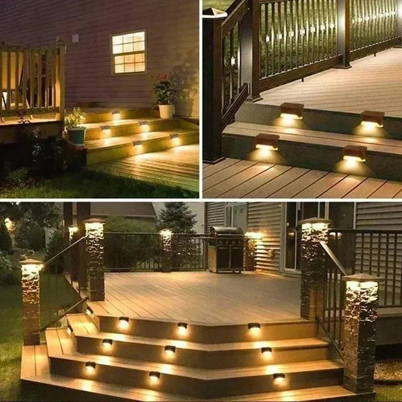 Zonnetuinlampjes Set 8 Stuks Trapverlichting Automatisch Warm of Koud Licht LED 0,5W PVC Waterdicht voor Trappen Terrassen Tuinpaden Zonne-energie Draadloos Schemeringssensor