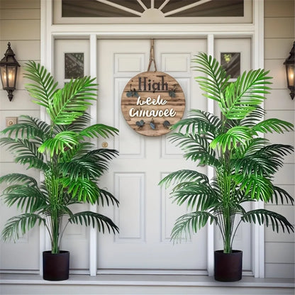 Kunstplant Areca Palm 90cm 24 Bladeren Buiten Binnen Woonkamer Slaapkamer Nep Palm Decoratieve Kunstboom Set van 2