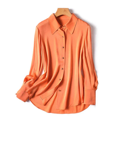 Dames Nachtblouse Oranje Elegante Slaapshirt