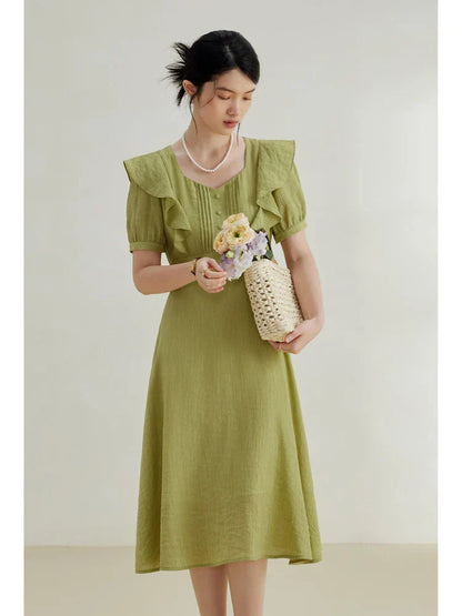 Elegante Ruffle Jurk Vrouwelijk Lange Mouw - StudioMarella