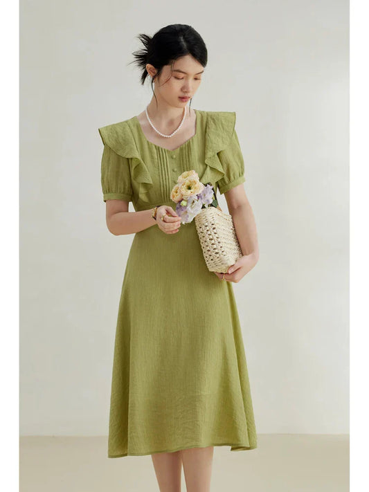 Elegante Ruffle Jurk Vrouwelijk Lange Mouw - StudioMarella