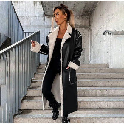 Leren Jas Bontkraag Warme Winterjas voor Dames