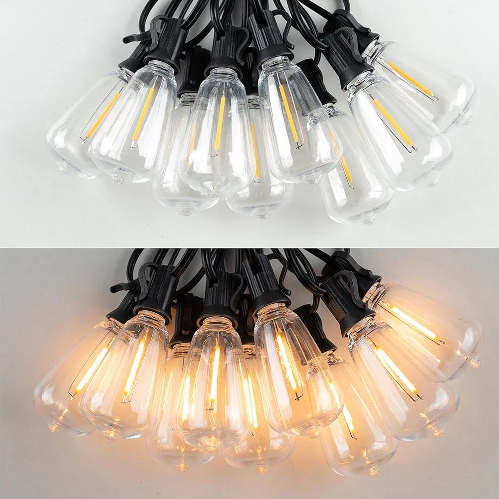 Sfeerlichtslinger voor Buiten Weerbestendig Snoer met Onbreekbare Gloeilampen Tuinverlichting Terrasverlichting IP44 Waterdicht 10 Meter Warm Wit Feestverlichting Sfeerverlichting