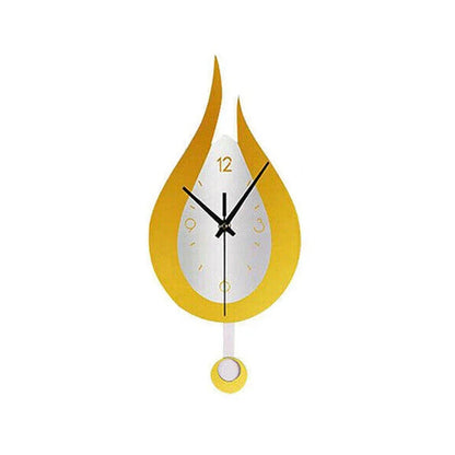 Acryl Slinger Wandklok met Stil Uurwerk – Moderne Waterdruppelvorm in Metaal voor Woonkamer en Slaapkamer