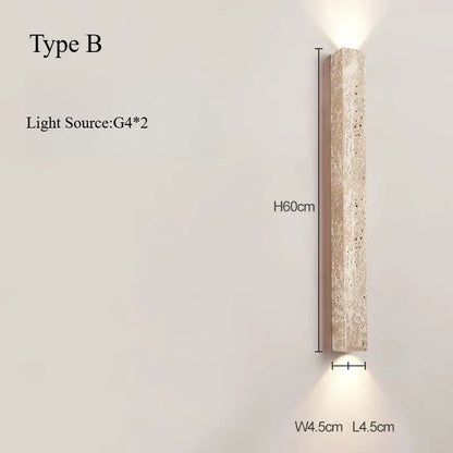 Japandi Wandlamp Steen Travertijn LED Kaki Wabi-sabi Sfeerverlichting Woonkamer Slaapkamer Eetkamer Lange Wandkandelaar 90-260V
