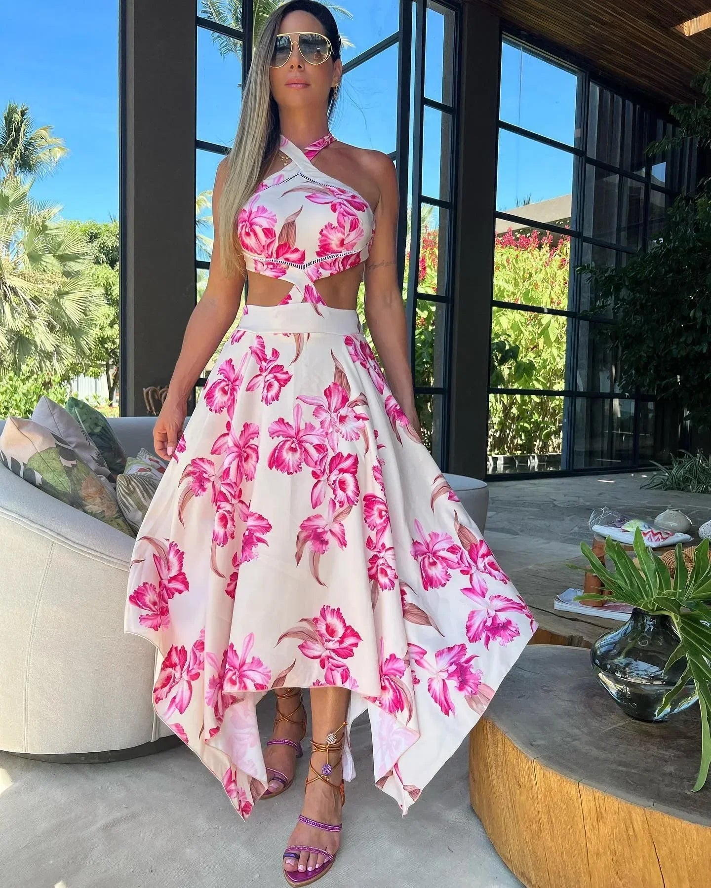 Vrouwen Zomerjurk Boheemse Bloemenprint Jurk
