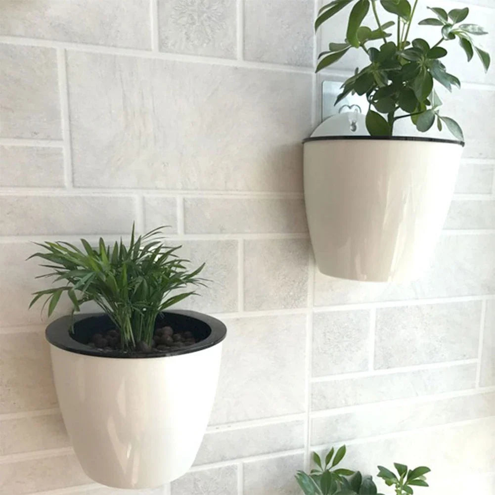 Bloempot Buiten Wandmontage Wit Kunststof Zelfwatergevend Balkon Muur Hydrocultuur Plantenpot Binnen Tuin Kantoor Ophangpot