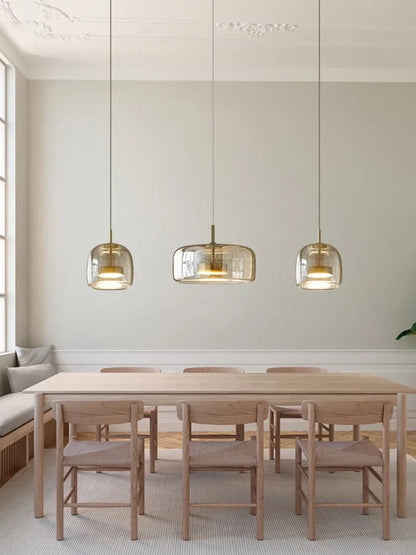 Scandinavische Glazen Hanglamp – Warm Sfeerlicht met Amber, Helder of Grijs Glas – Ø 15, 25 of 35 cm – Moderne Verlichting voor Keuken, Eetkamer en Woonkamer
