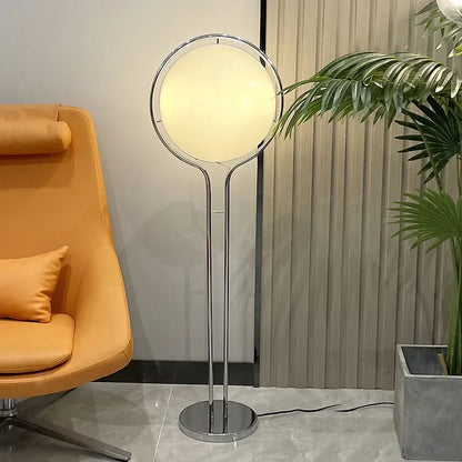 Vloerlamp Bol Wit Acryl Chroom Metaal Art Deco Design E27 LED