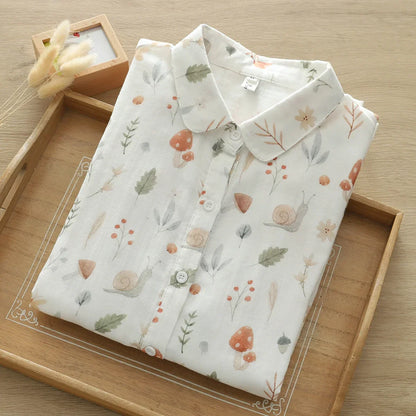 Paddenstoelen Blouse Met Mori Print Uniek Design
