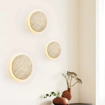 Wandlamp Travertin Rond LED Modern Natuursteen Ø23 Ø30