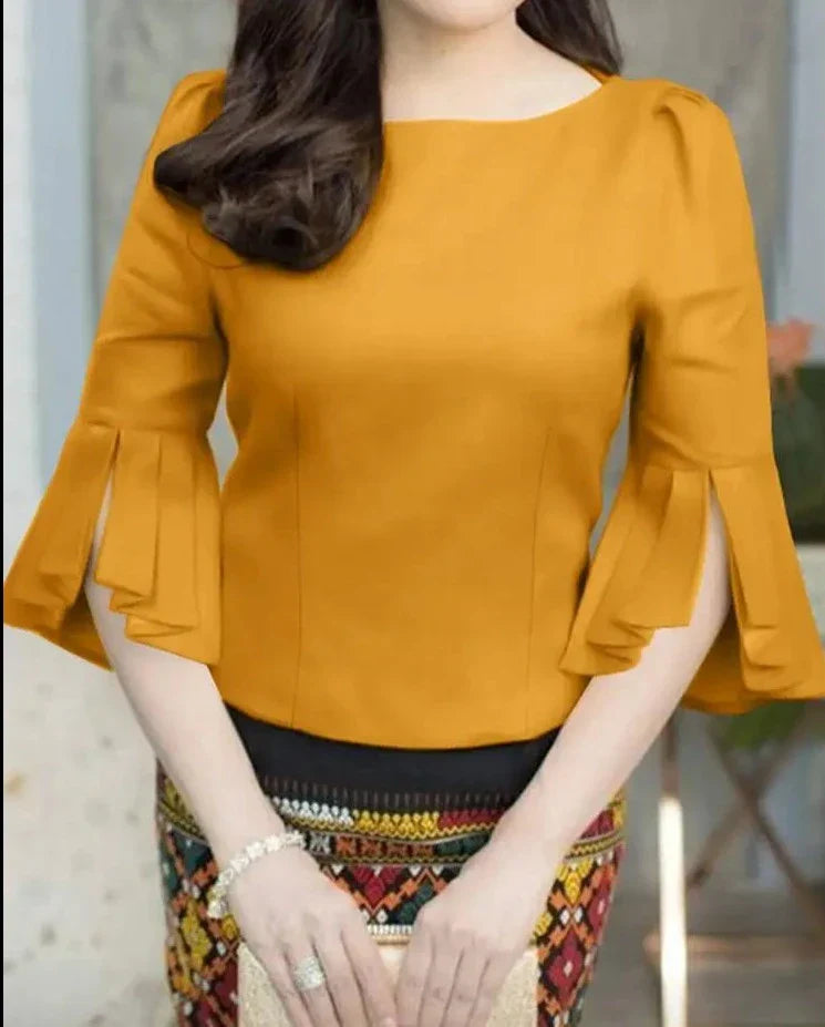 Vrouwelijke Zomerblouse Elegante Korte Mouw - StudioMarella