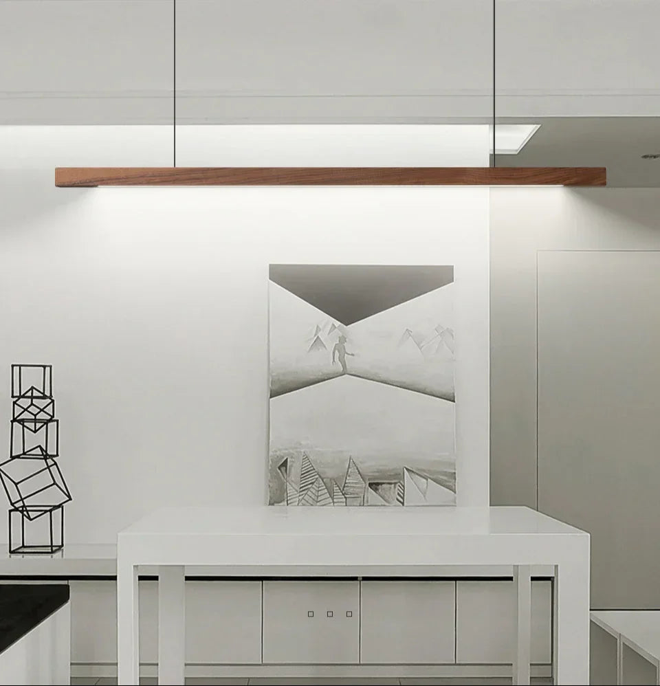 Hanglamp Hout LED Lineair Dimbaar 80cm 120cm 150cm Eettafel Keuken Woonkamer