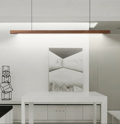 Hanglamp Hout LED Lineair Dimbaar 80cm 120cm 150cm Eettafel Keuken Woonkamer