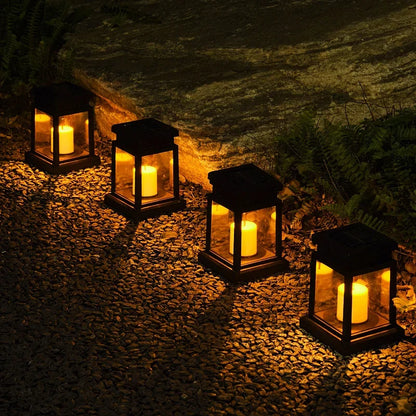 Zonne-energie Lantaarn met Kaarsvlam Effect voor Tuin & Terras – Waterdicht IP65 LED Tuinlantaarn Automatische Schemersensor