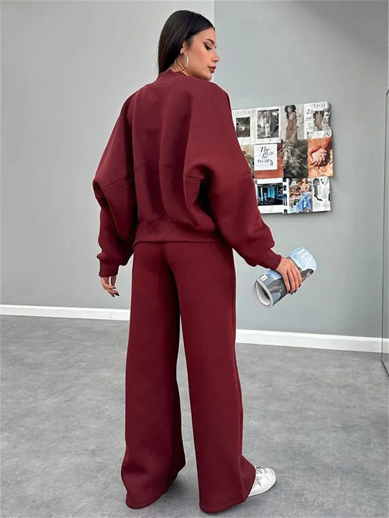 Dames Fleece Jogger Set met Vest Rits Sportief Comfortabel