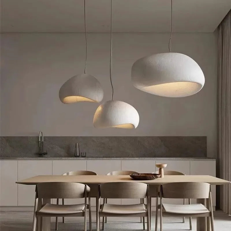 Minimalistische Hanglamp met Stenen Textuur – Moderne Verlichting in Scandinavische Stijl