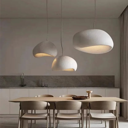Minimalistische Hanglamp met Stenen Textuur – Moderne Verlichting in Scandinavische Stijl