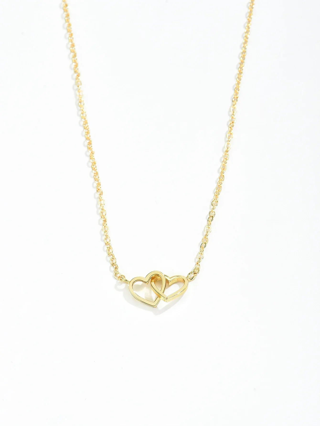 Ketting Hartjes Dubbele Zilverkleurige Halsketting