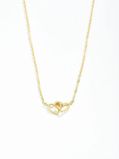 Ketting Hartjes Dubbele Zilverkleurige Halsketting