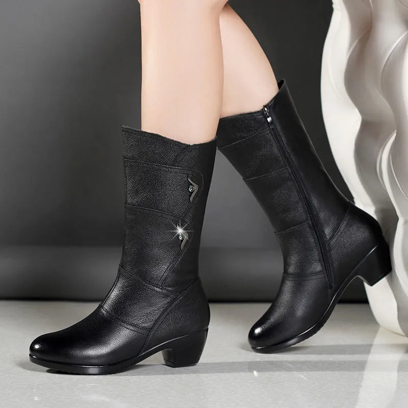 Dames Laarzen Middenhoge Hak Stijlvol en Chic