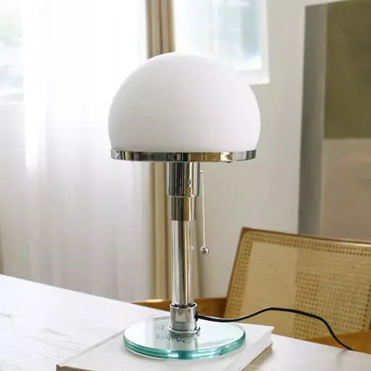 Tafellamp met Glazen Bol Chroom Voet Modern Design Bauhaus-geïnspireerd Sfeerverlichting Werkplek Slaapkamer