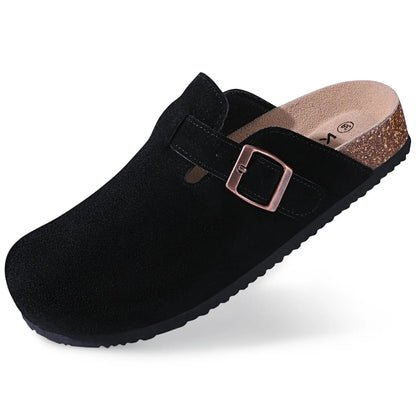 Leren Slippers voor Dames met Kurksok
