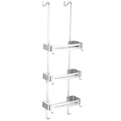Doucherek Aluminium Zwart Zilver 2 of 3 Laags Hangend Douchedeur Badkamerkast Geen Boren Shampoohouder Opbergrek Badkamer Organizer