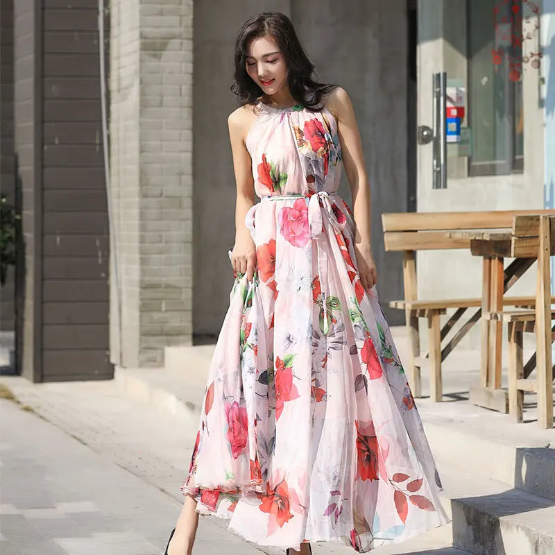 Mouwloze Maxi Jurk Zomerjurk Licht en Vloeiend