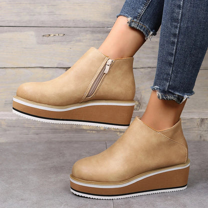 Dames Enkelboots Plateauzool Rits Sluiting