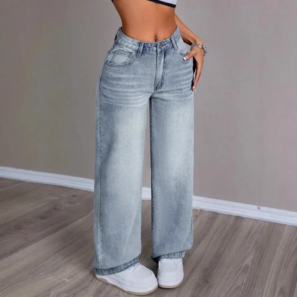 Dames Jeans Wijde Hoge Taille Trendy Spijkerbroek