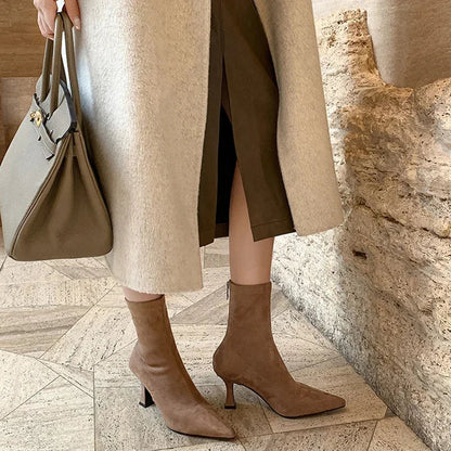 Suède Laarsjes met Spitse Punt Elegante Stijl