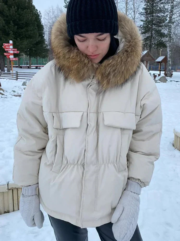Nepbontjas Vrouwenjas Warm Raccoon Stijl