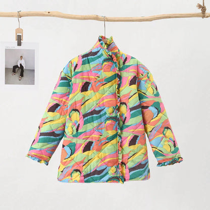 Vrouwelijke Jas Met Meerdere Prints Celeste Stijl → Jas Vrouw Celeste Stijl Met Meerdere Kleuren