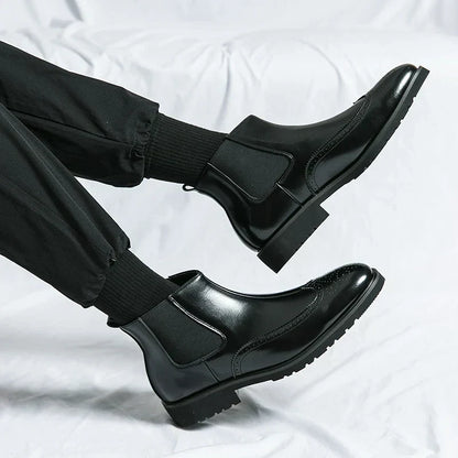Zwarte Chelsea Boots Heren Glanzend Leer Laarzen
