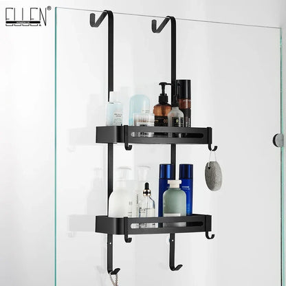 Doucherek Aluminium Zwart Zilver 2 of 3 Laags Hangend Douchedeur Badkamerkast Geen Boren Shampoohouder Opbergrek Badkamer Organizer