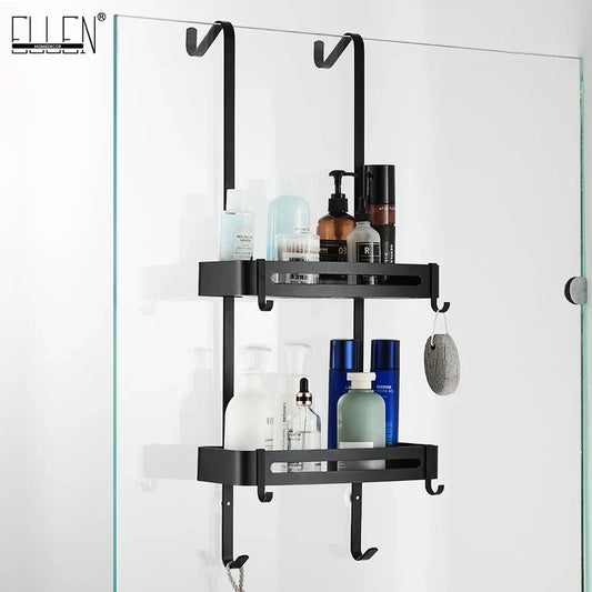 Doucherek Aluminium Zwart Zilver 2 of 3 Laags Hangend Douchedeur Badkamerkast Geen Boren Shampoohouder Opbergrek Badkamer Organizer