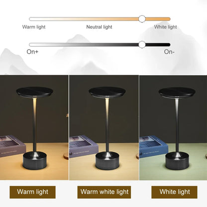 Draagbare Tafellamp Oplaadbaar met Touch Bediening en Drie Lichtstanden Metaal