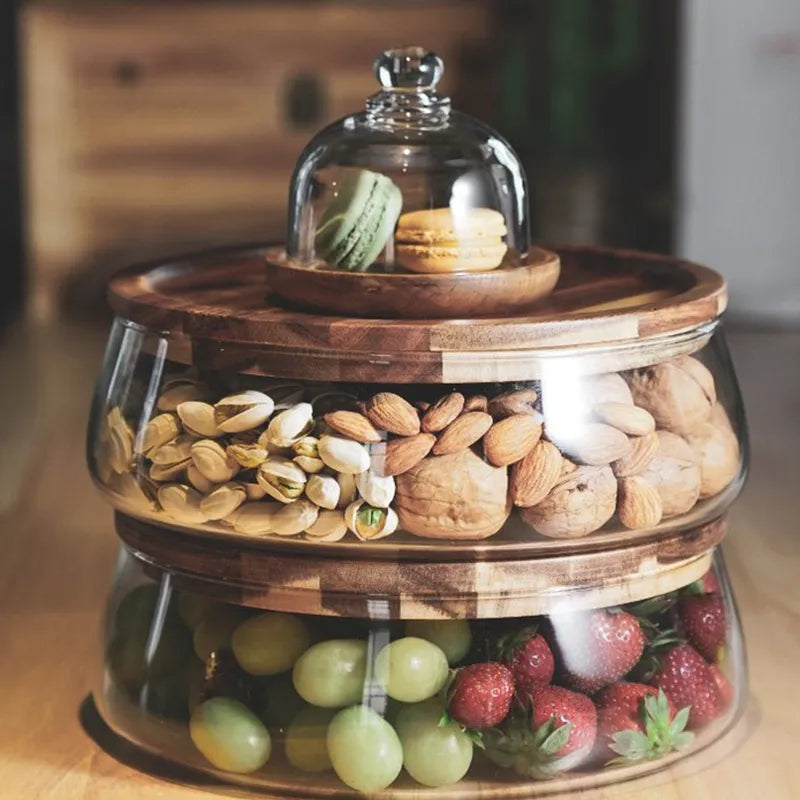 Glazen Voorraadpot met Houten Deksel voor Keuken & Voorraad