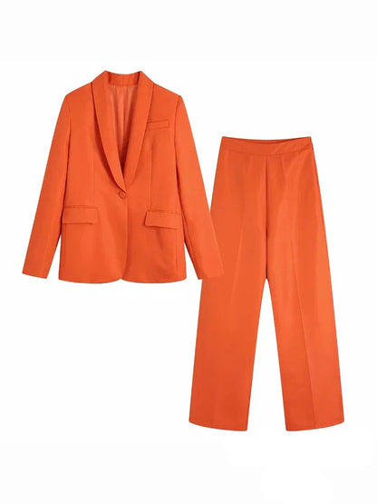 Valeria Blazer Dames Oranje Vintage V-Hals Model