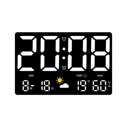 Digitale LED Wandklok Temperatuur Vochtigheid Weerstation Wekker Kleurenscherm Slaapkamer Woonkamer Kantoor Kalender