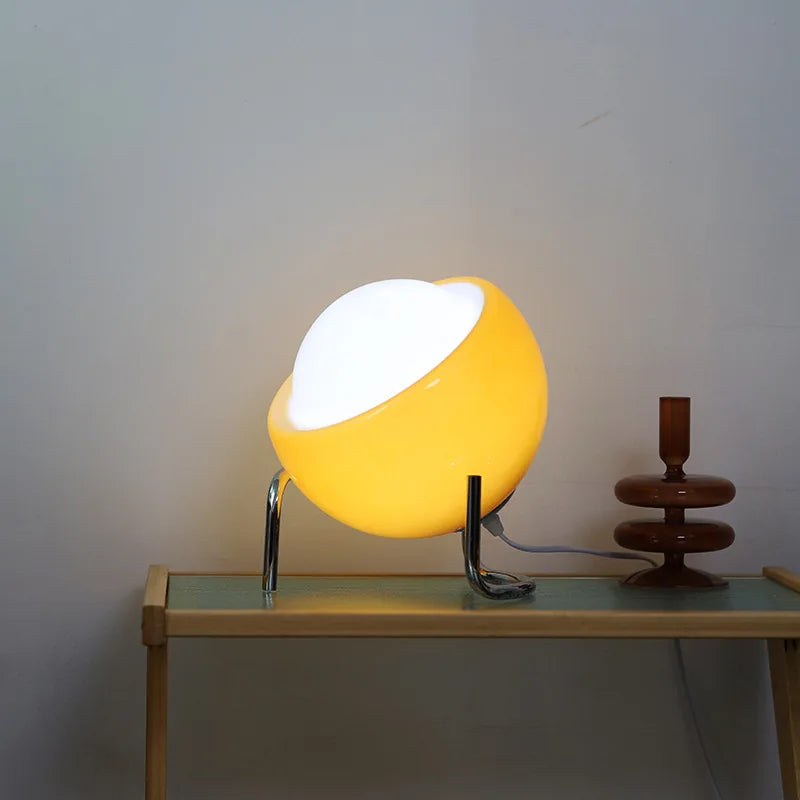 Glazen Bolvormige Tafellamp LED Oranje Retro Slaapkamer Woonkamer Nachtkastje Bureaulamp Bauhaus Nordic Sfeerverlichting Decoratief