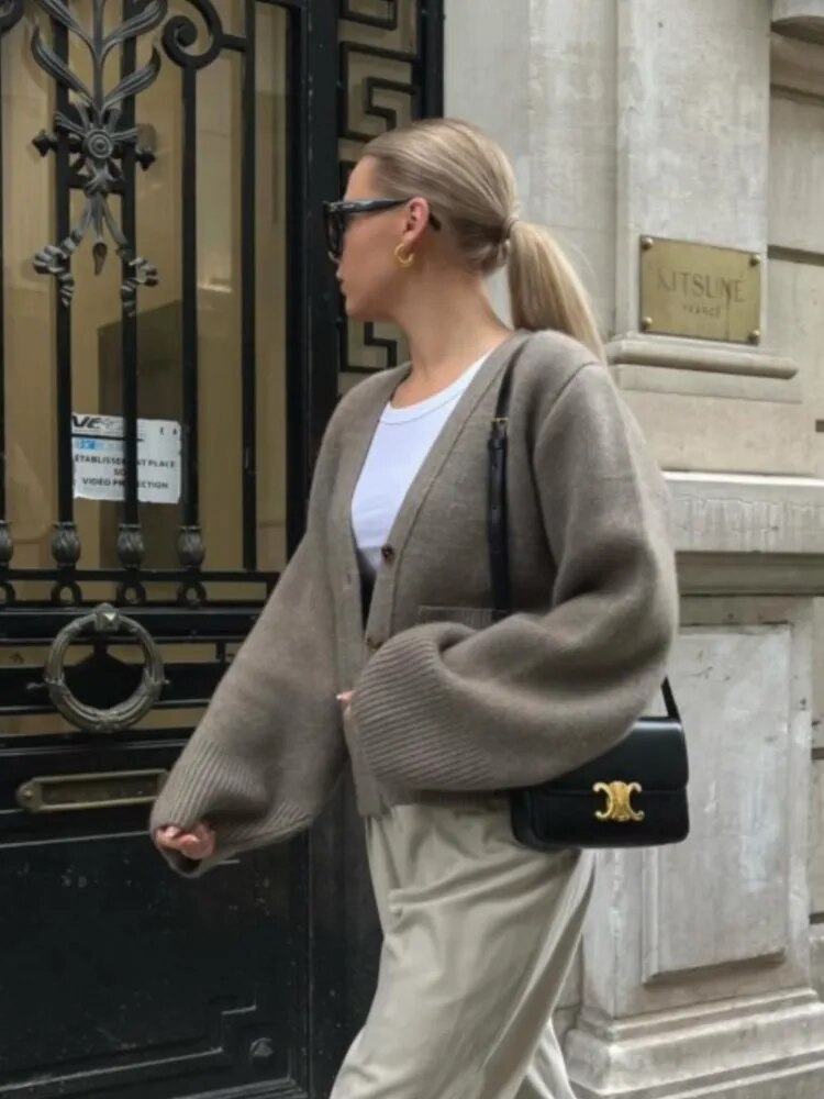 Wolmix Vest Taupe Warm en Stijlvol