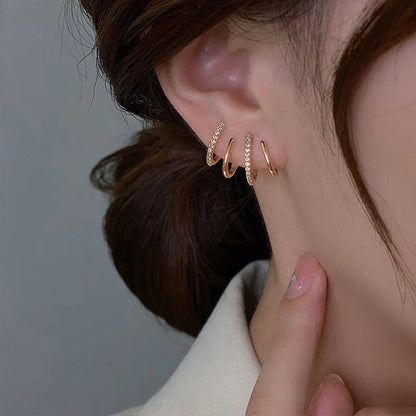 Elegante Oorbellen met Vier Klauwen Design Goud Zilver
