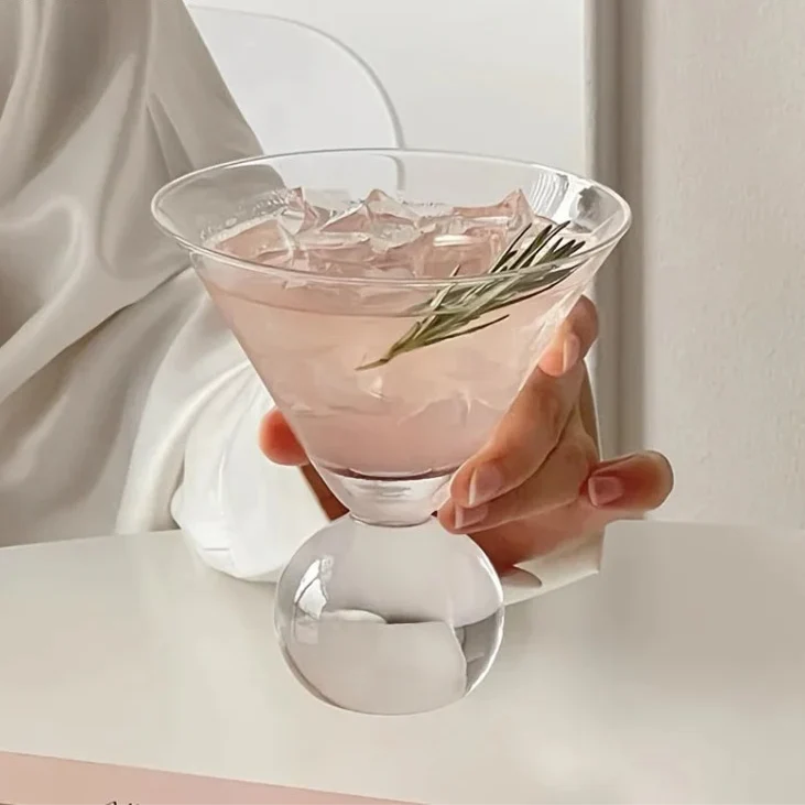 Kristallen Wereldbol Martiniglas – Elegante Cocktailglas met Globe Vorm voor Martini – Handslijpbare Glasstructuur