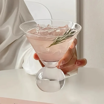 Kristallen Wereldbol Martiniglas – Elegante Cocktailglas met Globe Vorm voor Martini – Handslijpbare Glasstructuur