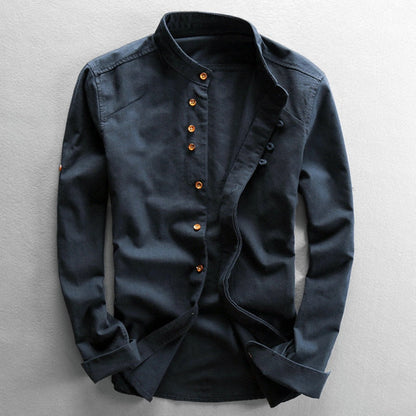 Herenoverhemd Japanse Stijl Comfortabel Elegante Kwaliteit