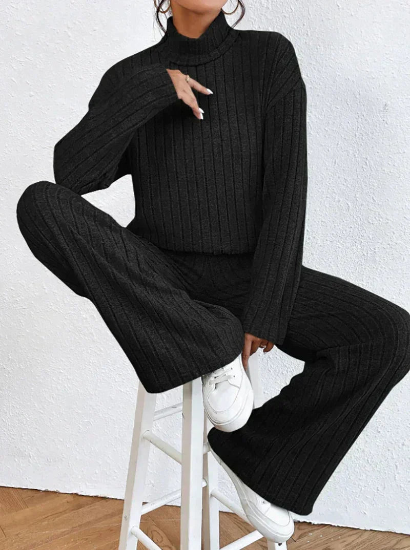 Gestreepte Trui en Broek Set Gebreid Warm Comfortabel