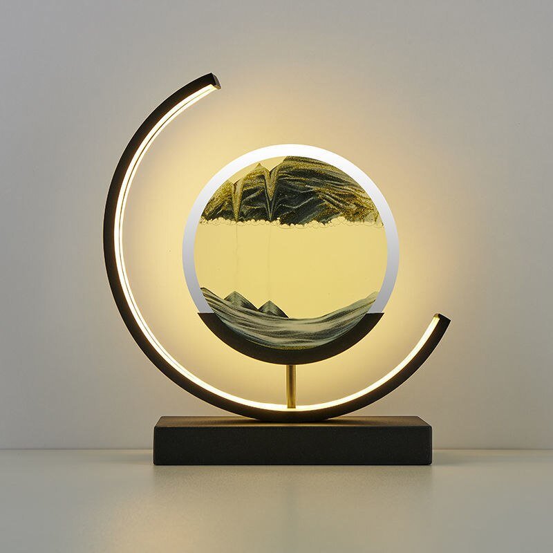 LED tafellamp acryl draaibaar zandlandschap zwart woonkamer slaapkamer sfeerlamp nachtlamp decoratieve lamp