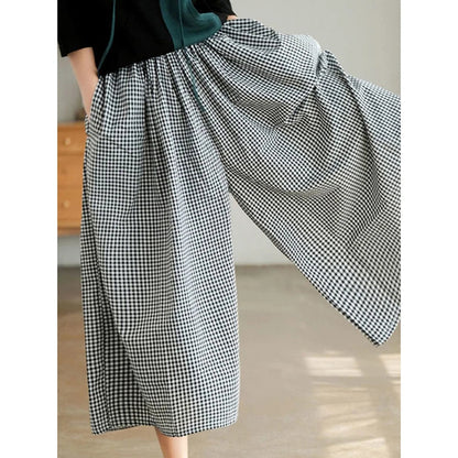 Zomerse Ruitbroek Elegante Vrouwelijke Stijl